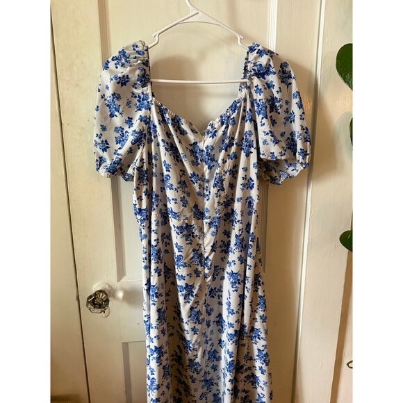 SHEIN curved women’s size 1X – large blue and white dress - Picture 6 of 7